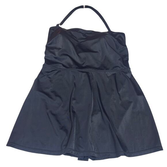 VTG Sun Streak By Newport News Black Swimwear One Piece 20W Skirt Dress Bathing - Picture 1 of 9